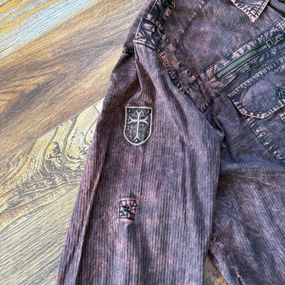 Affliction Shirt Men 3XL Acid Wash Embroidered - Picture 6 of 12